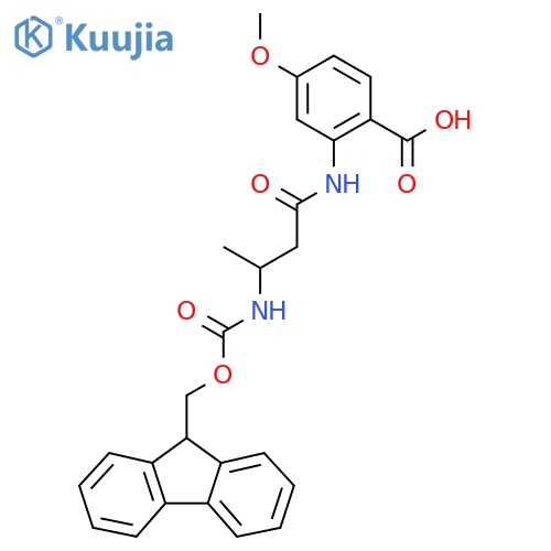 2-3-({(9H-fluoren-9-yl)methoxycarbonyl}amino)butanamido-4-methoxybenzoic acid structure