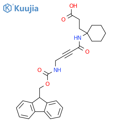 3-{1-4-({(9H-fluoren-9-yl)methoxycarbonyl}amino)but-2-ynamidocyclohexyl}propanoic acid structure