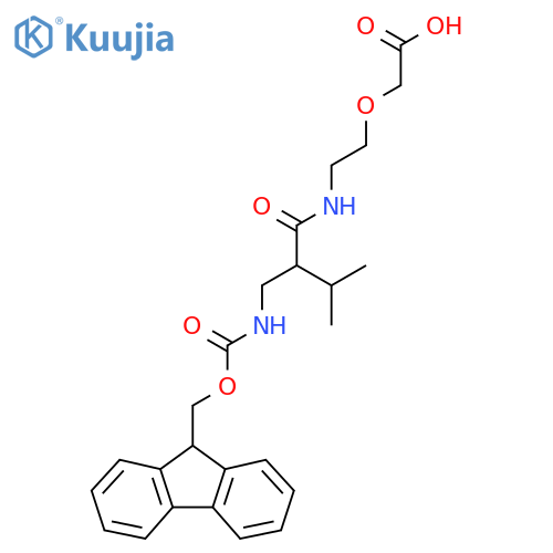 2-(2-{2-({(9H-fluoren-9-yl)methoxycarbonyl}amino)methyl-3-methylbutanamido}ethoxy)acetic acid structure