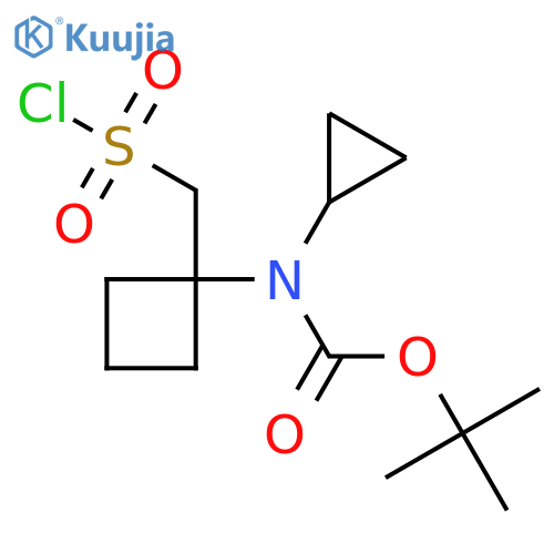 tert-butyl N-{1-(chlorosulfonyl)methylcyclobutyl}-N-cyclopropylcarbamate structure