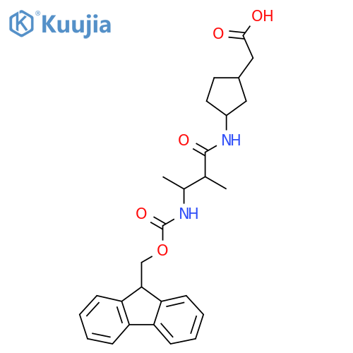2-{3-3-({(9H-fluoren-9-yl)methoxycarbonyl}amino)-2-methylbutanamidocyclopentyl}acetic acid structure