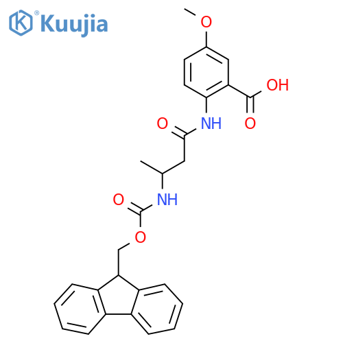 2-3-({(9H-fluoren-9-yl)methoxycarbonyl}amino)butanamido-5-methoxybenzoic acid structure
