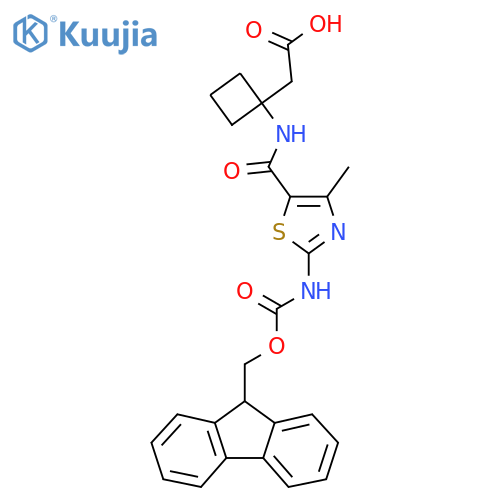 2-{1-2-({(9H-fluoren-9-yl)methoxycarbonyl}amino)-4-methyl-1,3-thiazole-5-amidocyclobutyl}acetic acid structure