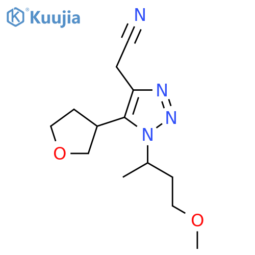 2-1-(4-methoxybutan-2-yl)-5-(oxolan-3-yl)-1H-1,2,3-triazol-4-ylacetonitrile structure