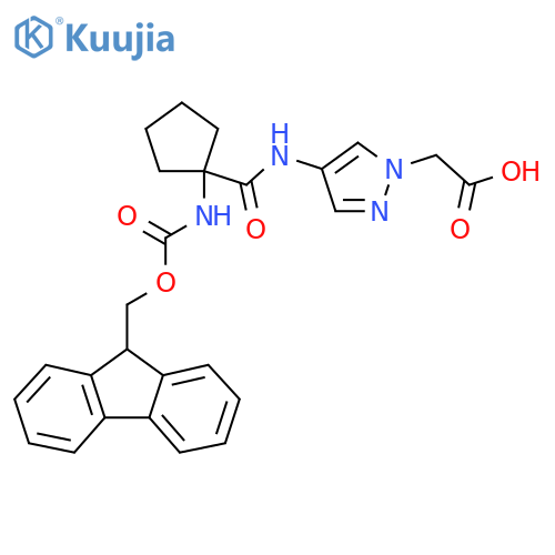 2-{4-1-({(9H-fluoren-9-yl)methoxycarbonyl}amino)cyclopentaneamido-1H-pyrazol-1-yl}acetic acid structure