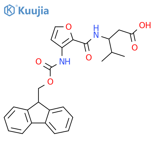 3-{3-({(9H-fluoren-9-yl)methoxycarbonyl}amino)furan-2-ylformamido}-4-methylpentanoic acid structure