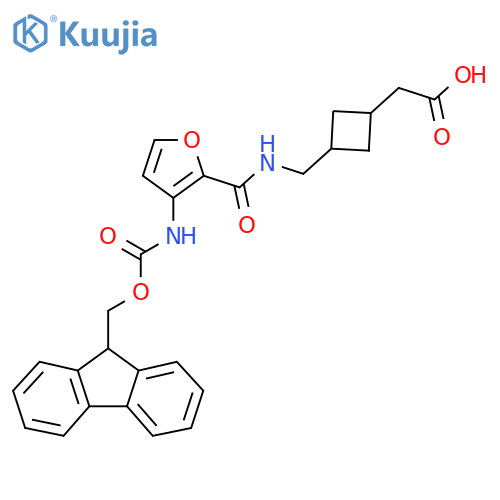 2-3-({3-({(9H-fluoren-9-yl)methoxycarbonyl}amino)furan-2-ylformamido}methyl)cyclobutylacetic acid structure