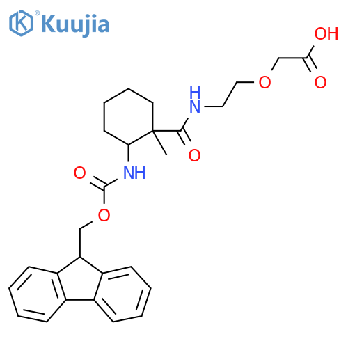 2-(2-{2-({(9H-fluoren-9-yl)methoxycarbonyl}amino)-1-methylcyclohexylformamido}ethoxy)acetic acid structure