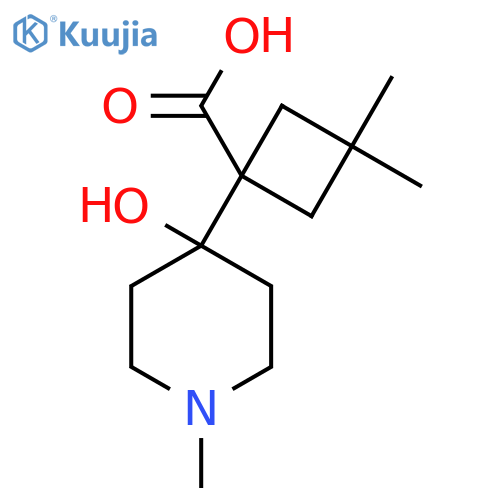 1-(4-hydroxy-1-methylpiperidin-4-yl)-3,3-dimethylcyclobutane-1-carboxylic acid structure