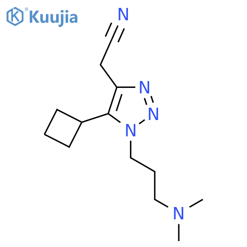 2-{5-cyclobutyl-1-3-(dimethylamino)propyl-1H-1,2,3-triazol-4-yl}acetonitrile structure