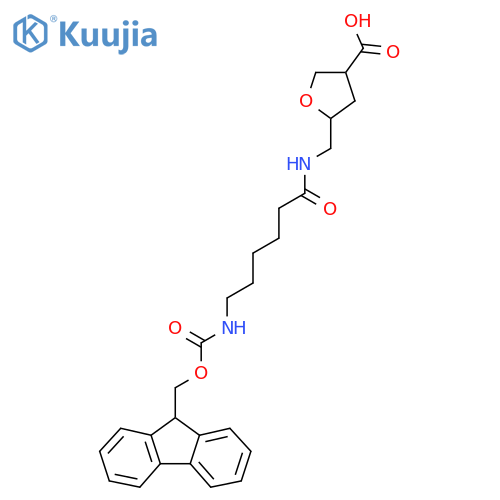 5-{6-({(9H-fluoren-9-yl)methoxycarbonyl}amino)hexanamidomethyl}oxolane-3-carboxylic acid structure