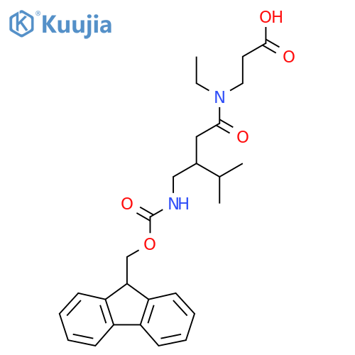 3-{N-ethyl-3-({(9H-fluoren-9-yl)methoxycarbonyl}amino)methyl-4-methylpentanamido}propanoic acid structure