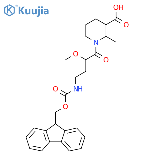 1-4-({(9H-fluoren-9-yl)methoxycarbonyl}amino)-2-methoxybutanoyl-2-methylpiperidine-3-carboxylic acid structure