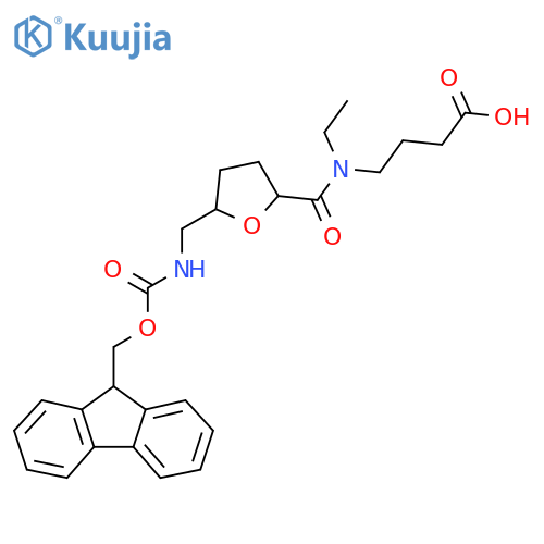 4-(N-ethyl-1-{5-({(9H-fluoren-9-yl)methoxycarbonyl}amino)methyloxolan-2-yl}formamido)butanoic acid structure