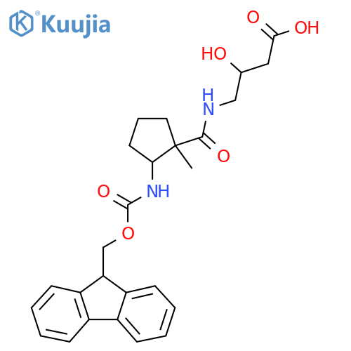 4-{2-({(9H-fluoren-9-yl)methoxycarbonyl}amino)-1-methylcyclopentylformamido}-3-hydroxybutanoic acid structure