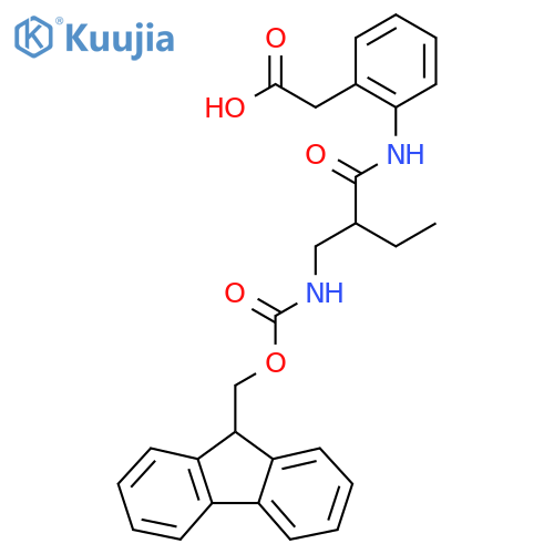 2-(2-{2-({(9H-fluoren-9-yl)methoxycarbonyl}amino)methylbutanamido}phenyl)acetic acid structure