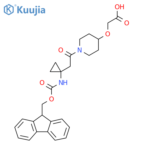 2-(1-{2-1-({(9H-fluoren-9-yl)methoxycarbonyl}amino)cyclopropylacetyl}piperidin-4-yl)oxyacetic acid structure