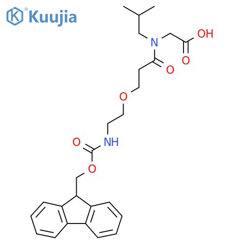 2-{3-2-({(9H-fluoren-9-yl)methoxycarbonyl}amino)ethoxy-N-(2-methylpropyl)propanamido}acetic acid structure
