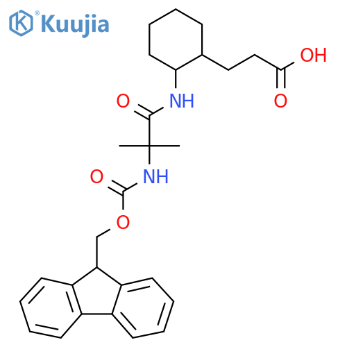 3-{2-2-({(9H-fluoren-9-yl)methoxycarbonyl}amino)-2-methylpropanamidocyclohexyl}propanoic acid structure