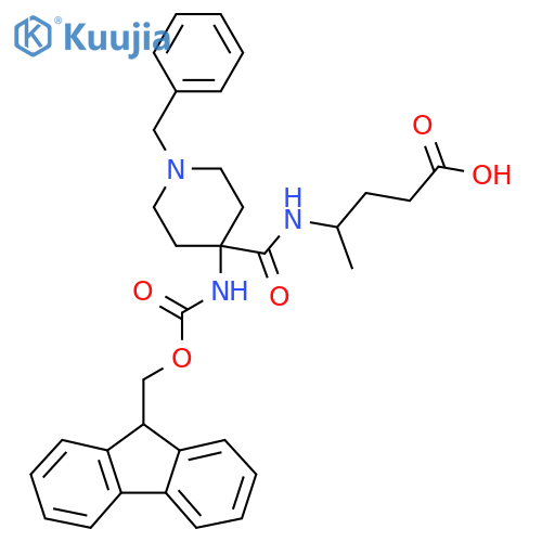 4-{1-benzyl-4-({(9H-fluoren-9-yl)methoxycarbonyl}amino)piperidin-4-ylformamido}pentanoic acid structure