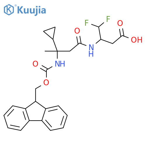 3-3-cyclopropyl-3-({(9H-fluoren-9-yl)methoxycarbonyl}amino)butanamido-4,4-difluorobutanoic acid structure