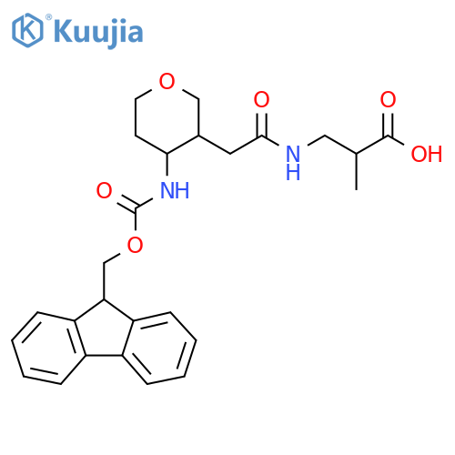 3-{2-4-({(9H-fluoren-9-yl)methoxycarbonyl}amino)oxan-3-ylacetamido}-2-methylpropanoic acid structure