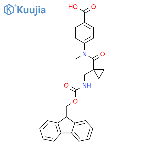 4-{N-methyl1-({(9H-fluoren-9-yl)methoxycarbonyl}amino)methylcyclopropaneamido}benzoic acid structure
