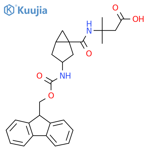 3-{3-({(9H-fluoren-9-yl)methoxycarbonyl}amino)bicyclo3.1.0hexan-1-ylformamido}-3-methylbutanoic acid structure