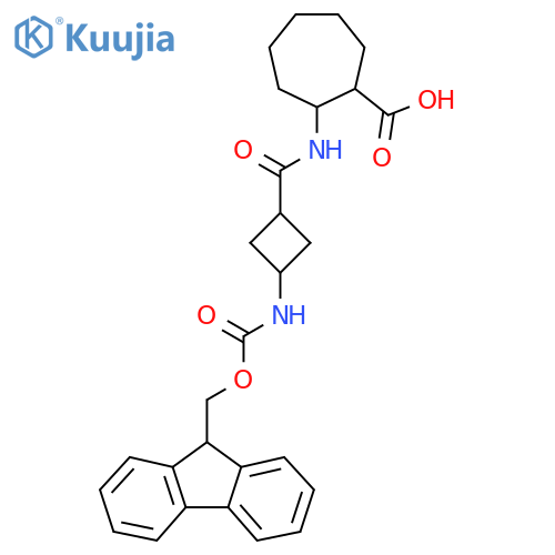 2-3-({(9H-fluoren-9-yl)methoxycarbonyl}amino)cyclobutaneamidocycloheptane-1-carboxylic acid structure