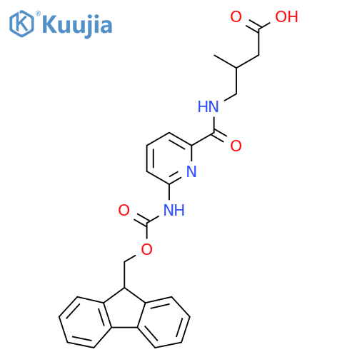 4-{6-({(9H-fluoren-9-yl)methoxycarbonyl}amino)pyridin-2-ylformamido}-3-methylbutanoic acid structure