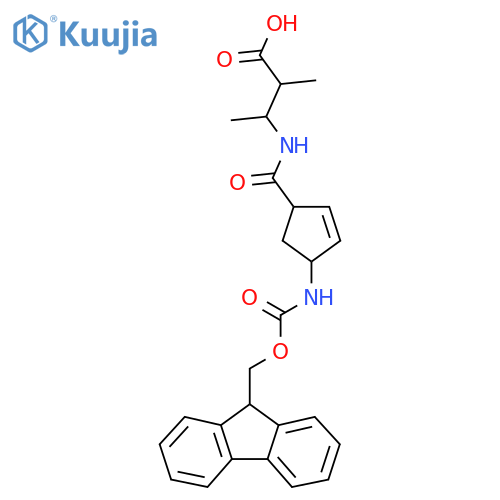 3-{4-({(9H-fluoren-9-yl)methoxycarbonyl}amino)cyclopent-2-en-1-ylformamido}-2-methylbutanoic acid structure
