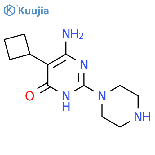 6-amino-5-cyclobutyl-2-(piperazin-1-yl)-3,4-dihydropyrimidin-4-one structure