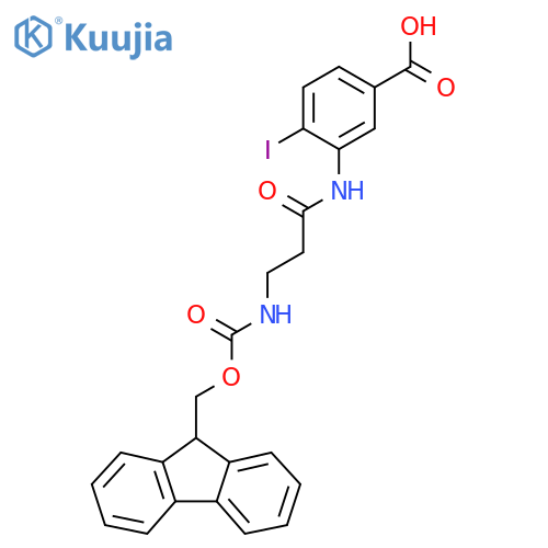 3-3-({(9H-fluoren-9-yl)methoxycarbonyl}amino)propanamido-4-iodobenzoic acid structure
