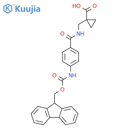 1-({4-({(9H-fluoren-9-yl)methoxycarbonyl}amino)phenylformamido}methyl)cyclopropane-1-carboxylic acid structure