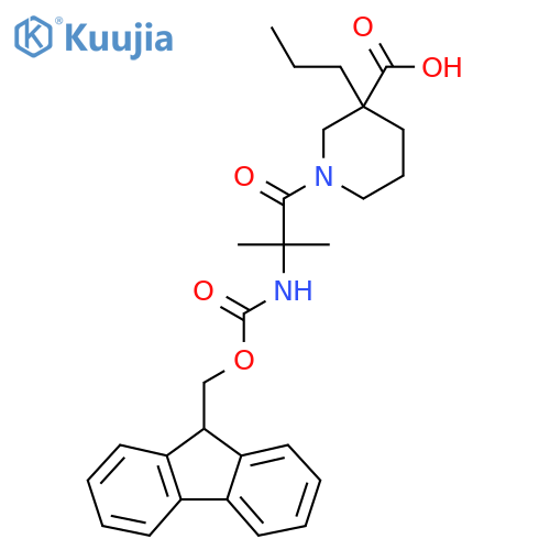 1-2-({(9H-fluoren-9-yl)methoxycarbonyl}amino)-2-methylpropanoyl-3-propylpiperidine-3-carboxylic acid structure