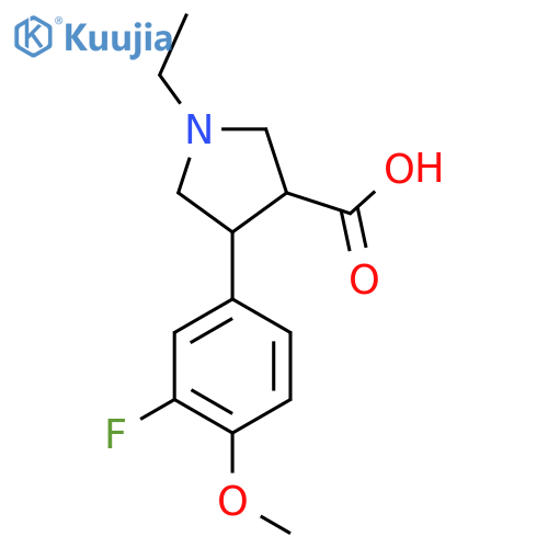 1-ethyl-4-(3-fluoro-4-methoxyphenyl)pyrrolidine-3-carboxylic acid structure