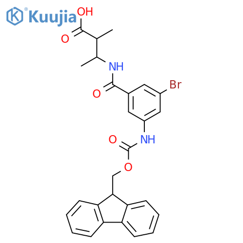 3-{3-bromo-5-({(9H-fluoren-9-yl)methoxycarbonyl}amino)phenylformamido}-2-methylbutanoic acid structure