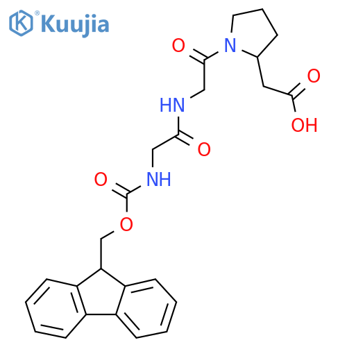 2-(1-{2-2-({(9H-fluoren-9-yl)methoxycarbonyl}amino)acetamidoacetyl}pyrrolidin-2-yl)acetic acid structure