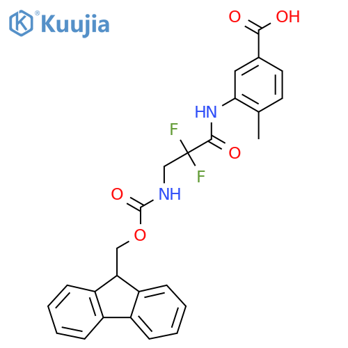 3-3-({(9H-fluoren-9-yl)methoxycarbonyl}amino)-2,2-difluoropropanamido-4-methylbenzoic acid structure