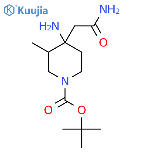tert-butyl 4-amino-4-(carbamoylmethyl)-3-methylpiperidine-1-carboxylate structure