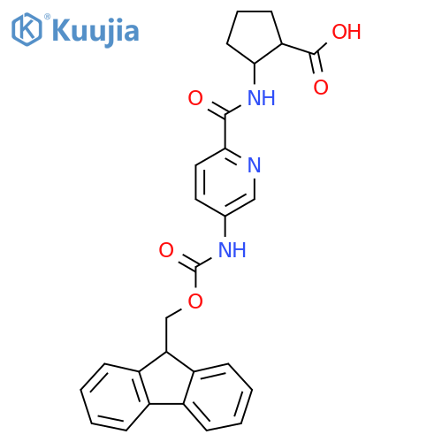 2-5-({(9H-fluoren-9-yl)methoxycarbonyl}amino)pyridine-2-amidocyclopentane-1-carboxylic acid structure