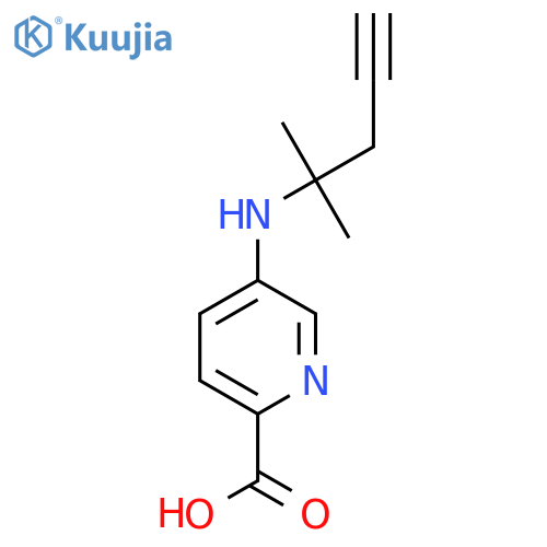 5-(2-methylpent-4-yn-2-yl)aminopyridine-2-carboxylic acid structure