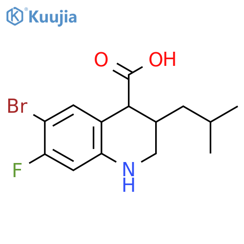 6-bromo-7-fluoro-3-(2-methylpropyl)-1,2,3,4-tetrahydroquinoline-4-carboxylic acid structure