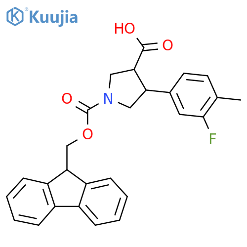 1-{(9H-fluoren-9-yl)methoxycarbonyl}-4-(3-fluoro-4-methylphenyl)pyrrolidine-3-carboxylic acid structure