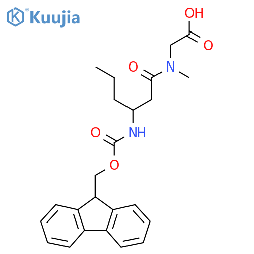 2-3-({(9H-fluoren-9-yl)methoxycarbonyl}amino)-N-methylhexanamidoacetic acid structure