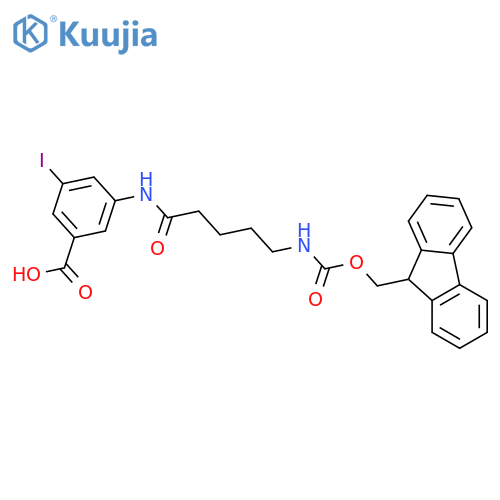 3-5-({(9H-fluoren-9-yl)methoxycarbonyl}amino)pentanamido-5-iodobenzoic acid structure