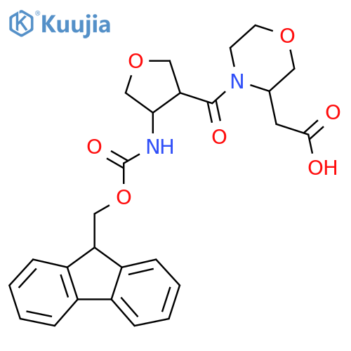 2-{4-4-({(9H-fluoren-9-yl)methoxycarbonyl}amino)oxolane-3-carbonylmorpholin-3-yl}acetic acid structure
