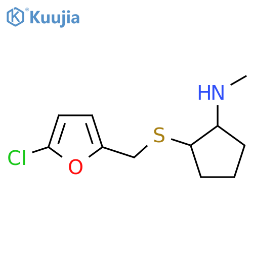 2-{(5-chlorofuran-2-yl)methylsulfanyl}-N-methylcyclopentan-1-amine structure