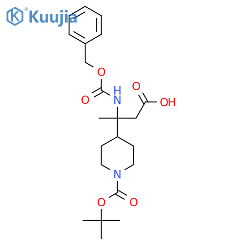 3-{(benzyloxy)carbonylamino}-3-{1-(tert-butoxy)carbonylpiperidin-4-yl}butanoic acid structure