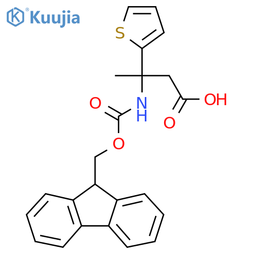 3-({(9H-fluoren-9-yl)methoxycarbonyl}amino)-3-(thiophen-2-yl)butanoic acid structure